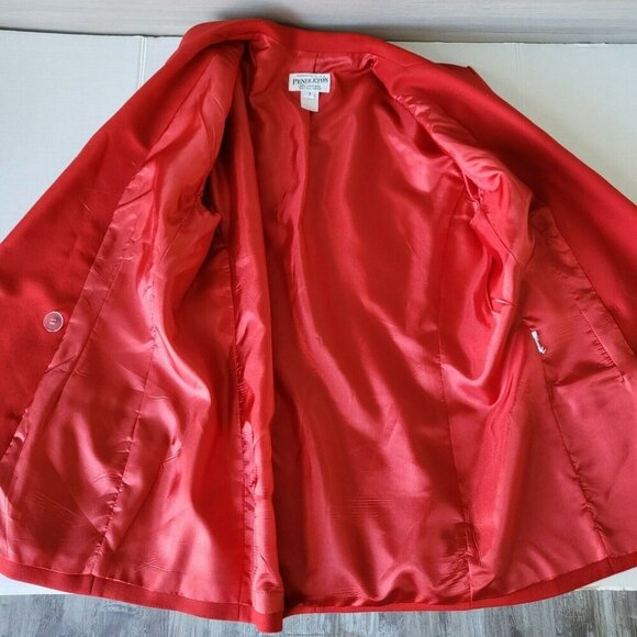 Pendleton Red Wool Structured Double-Breasted Blazer Jacket Gold Buttons Size 8 - Picture 5 of 13